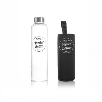 BEM Water Bottle - drinking bottle with stainless steel lid and black cover