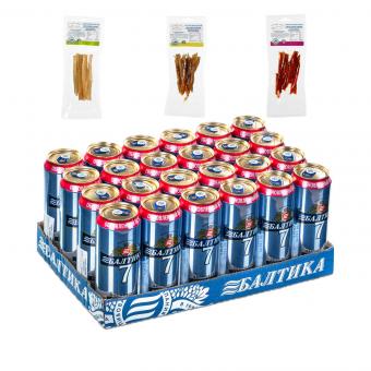 Aktion: Bier-Set 24xBALTIKA EXPORT Nr.7 & Trockenfisch-Set GRATIS (3x50g)