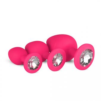 Silicone anal plug with diamond - pink