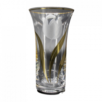 Bohemia CRYSTALEX vase "Tulip with gold" 25.5 cm