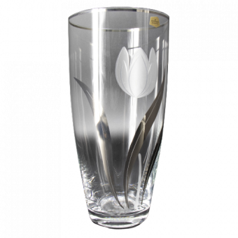 Bohemia CRYSTALEX vase "Tulip with silver", 30 cm