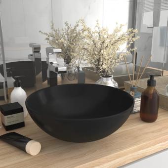 Washbasin ceramic matt black round