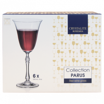 Bohemia Crystal "PARUS" - Red wine glass set 6 pcs, 250 ml