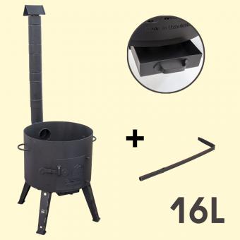 Fireplace with chimney for Kasan 16 L, steel 2 mm, (Ø 438 mm, 1360 mm)