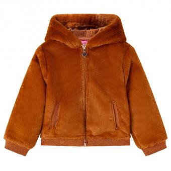 Kinder-Kapuzenjacke Kunstpelz Cognac 92