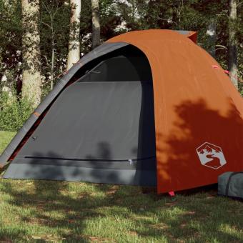 Kuppel-Campingzelt 4 Personen Grau und Orange Wasserdicht