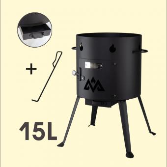 Fire stove for Kasan 15 L, made of steel, with poker (2 mm, Ø 452 mm, H:65 cm)