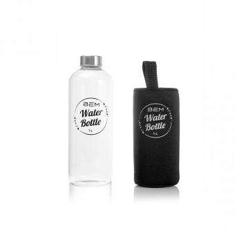 BEM Water Bottle - drinking bottle with stainless steel lid and black cover