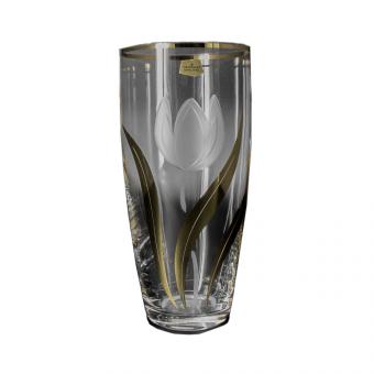 Bohemia Crystal vase tulip with gold, 250 mm