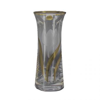 Bohemia Crystal vase tulip with gold, 250 mm