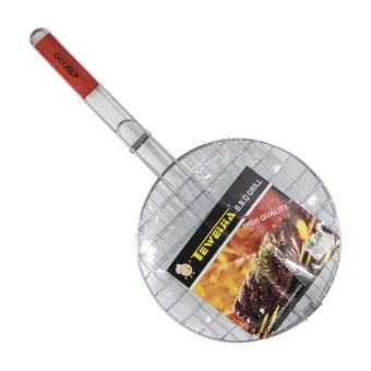 Stainless steel grill grid with wooden handle, 32 x 60 cm