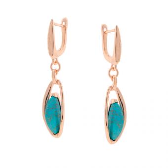 Earrings in 925 silver with turquoise, rose gold-plated or rhodium-plated