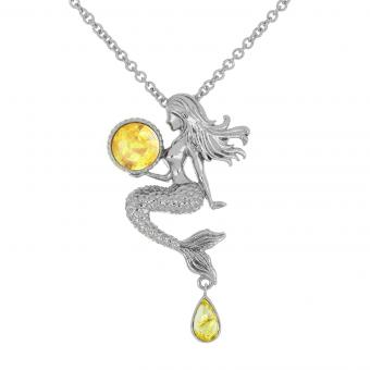 Jewelry pendant in 925 sterling silver with "Mermaid" amber