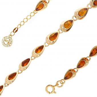 Bracelet in 925 sterling silver with amber stones