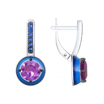 Sokolov earrings in 925 silver with sitall, zirconia and enamel