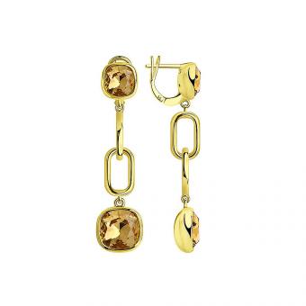 Sokolov earrings 925 silver yellow gold plated with topaz crystals