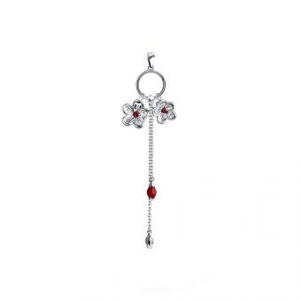 Sokolov pendant in 925 silver with red corundum and enamel