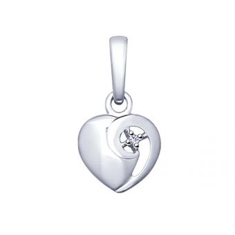 Sokolov pendant heart in 925 silver with diamonds