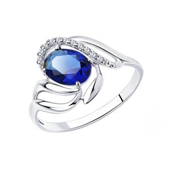 Sokolov ladies ring in 925 silver with blue and colorless zircons