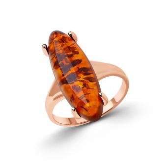 Sokolov ladies ring gold plated 925 silver with amber