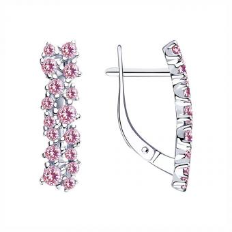 Sokolov earrings 925 silver with pink zirconia