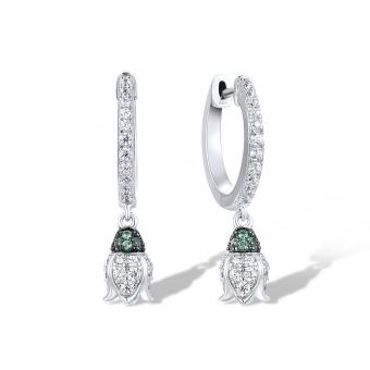 Sokolov earrings in 925 silver with cubic zirconia and green spinels