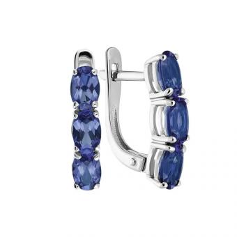 Sokolov earrings 925 silver with blue oval iolites