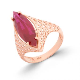 Ladies ring in 585 red gold with ruby