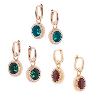 Earrings in 925 silver with zirconia, gold-plated