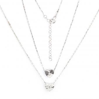 Necklace in 925 silver with heart pendant with a diamond