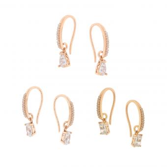 Earrings in 925 silver with zirconia, gold-plated, French clasp