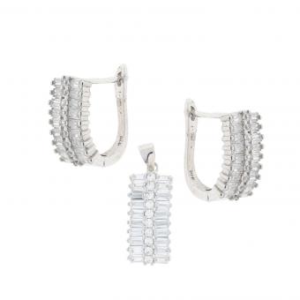 Set: earrings + pendant in 925 silver with glass crystals