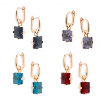 Earrings in gold-plated 925 silver with glass crystals in various colors