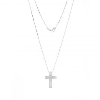 Cross pendant in 925 silver with zirconia + free silver chain