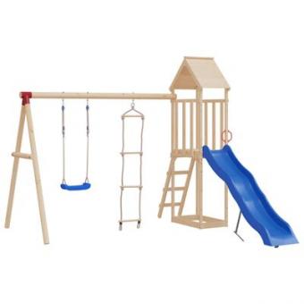 Swing seat with rope ladder blue polyethylene