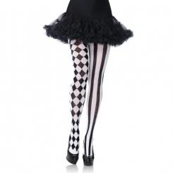 Tights with Harlequin Print - Black/White