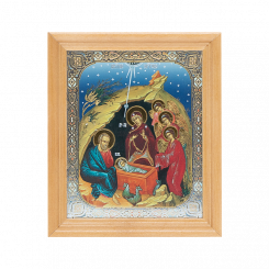 Icon "Birth of Christ" wooden frame, under glass, 11 x 13 cm