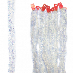 Tinsel garland, shiny white (set of 10, Ø 7 cm, 200 cm)