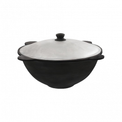 Uzbek Kazan - wok, 10 L cast iron, with aluminum lid