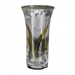 Bohemia Crystal Vase "Tulpe mit Gold" 25,5 cm