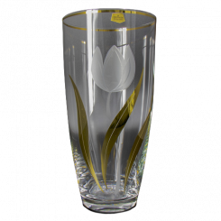 Bohemia Crystal Vase "Tulpe mit Gold", 30 cm