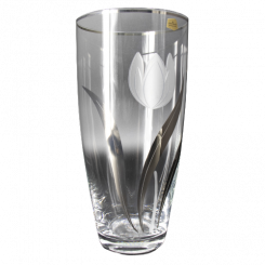 Bohemia Crystal Vase "Tulpe mit Silber", 30 cm
