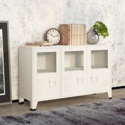 Industrielles Sideboard 105x35x62cm Metall Glas Kommode Anrichte