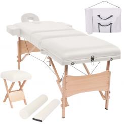 Massageliege mit Hocker 3 Zonen 10cm Polsterung Tragbar Schwarz/Weiß