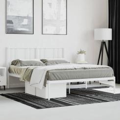 Bed frame with headboard metal white 120x190 cm