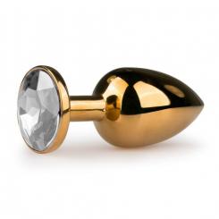 Anal plug with transparent stone - gold color