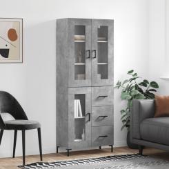 Highboard concrete gray 69.5x34x180 cm wood-based material