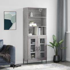 Highboard Gray Sonoma 69.5x34x180 cm Wood-based material