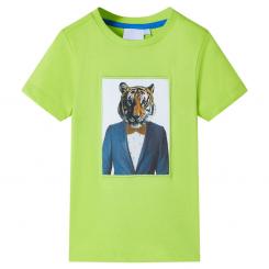 Kinder-Kurzarmshirt Limette 128