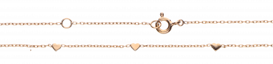 Anchor chain with heart in 925 silver, rose gold-plated, 45 cm